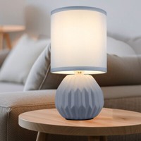Tischleuchte Tischlampe Wohnzimmerlampe Keramik Textil Leselampe Blau H 23 Cm