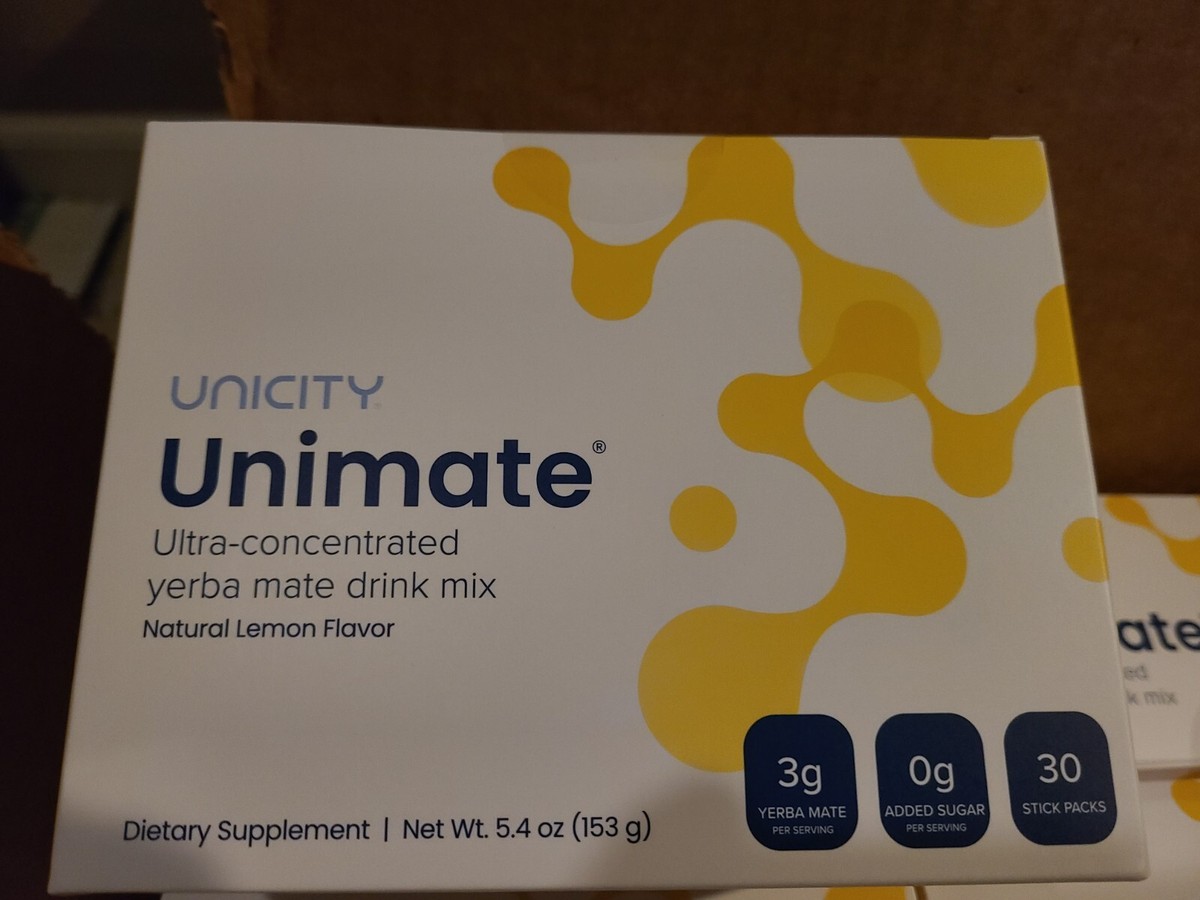 Unicity Unimate Yerba Mate Drink Mix Lemon 30 Packets Diet New in