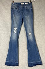 Jessica Simpson Size 28 Uptown Slim Marwood Ripped Frayed Hem Flare Jeans