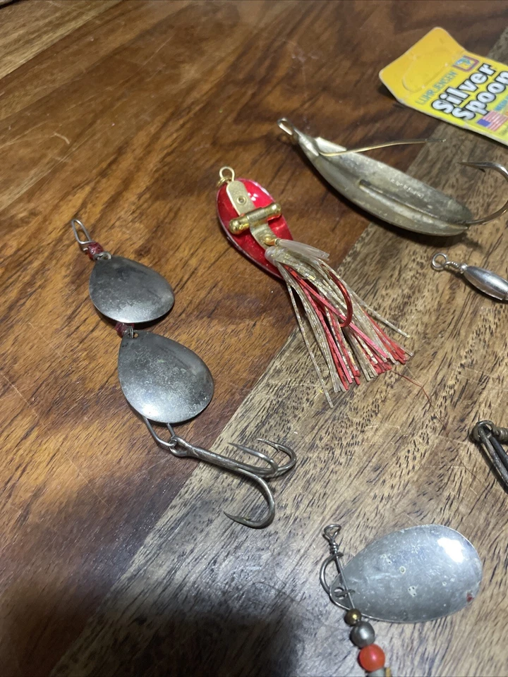 Señuelos giratorios + cuchara vintage. Destripador rojo. Johnson/reloj Jensen. Trade Bros. Peces Foto 3 de 4