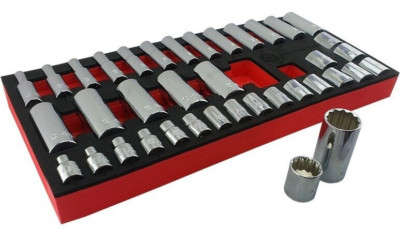 Britool Hallmark Socket Set 3/8 Drive Std Deep 6-24mm 12 POINT MBSDSET38
