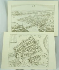 Saffel Renus Fluvius Rhine Vintage German Geographic Urban Map Art Print Lot