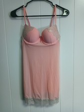 Victoria Secret Pink Peach Bra Cami Camisole Lingerie Babydoll 34B