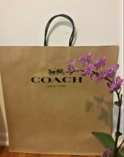3 X COACH New York Brown Paper Medium Shopping Bag Collectible 12 x 16x 6