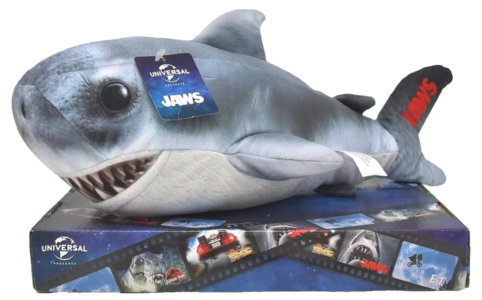 RAINBOW DESIGNS OFFICIAL JAWS SHARK 1970s RETRO MOVIE CHARACTER 13" LONG SOFT PLUSH TOY NEW!
