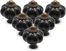 12Pcs Black Vintage Ceramic Cabinet Knobs and Drawer Pulls with Mounting Screws