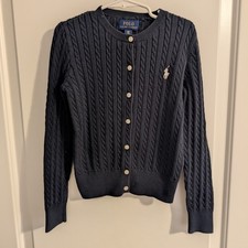 Polo Ralph Lauren Girls Navy Blue Cable Knit Cardigan