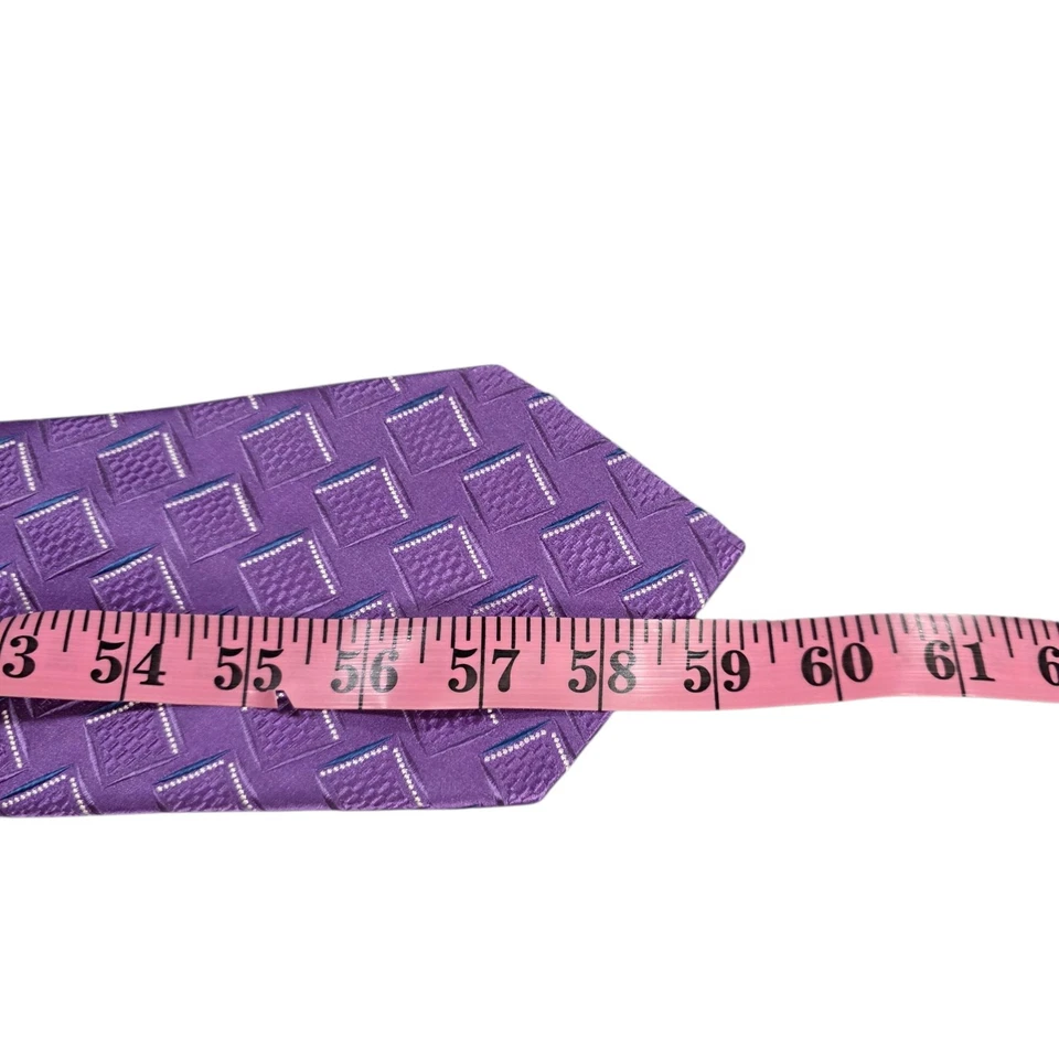 Meeting Street Silk Geometric Pattern Necktie Purple Men's Formal Tie Estate - Image 3 of 4