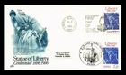 US COVER STATUE OF LIBERTY CENTENNIAL FDC FRANCE JOINT ISSUE COMBO DUAL CANCEL