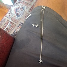 RARE SIVER pandora necklace and earring set WITH PEALS & WHITE STONES BEATFULL