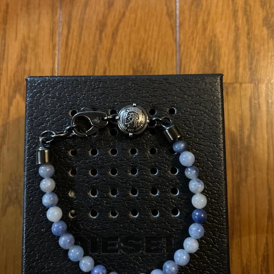 Diesel Hombres Azul Cuentas Cadena Pulsera Casi Sin Usar Lujo Elegante Informal Italia Foto 4 de 4