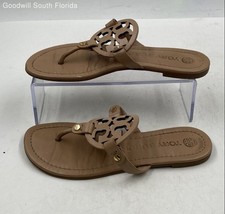 Authentic Tory Burch Womens Miller Beige Slip-On Open Toe Thong Sandals Size 6 M