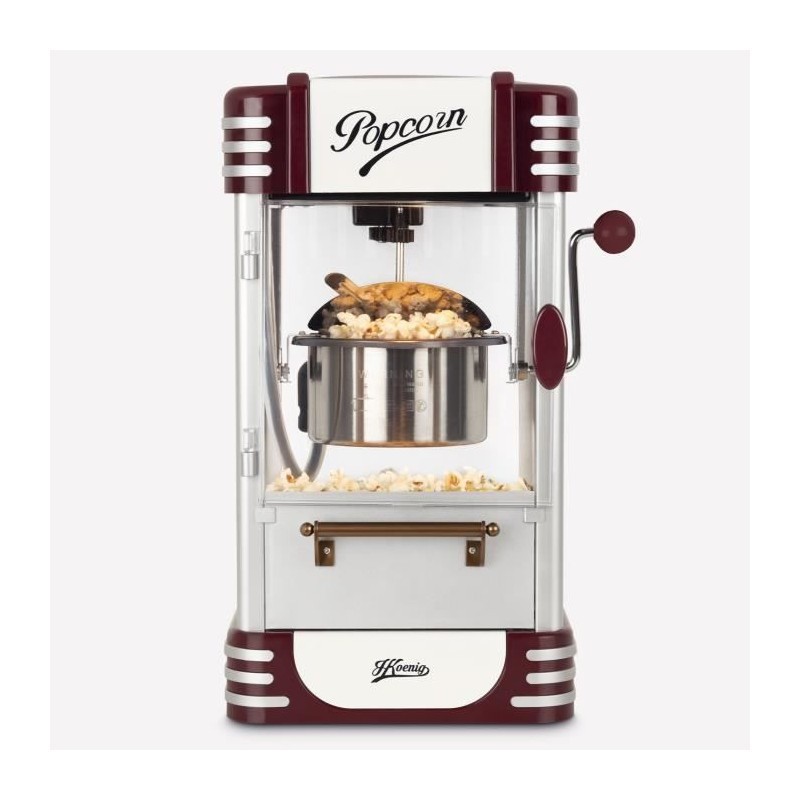 Machine à popcorn H.Koenig 50g dotée d'une cuve en inox et lumière interne