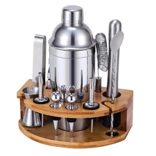 Cocktail Shaker Set Bartender Kit with Stand 12 Piece Drink Mixer Stainless