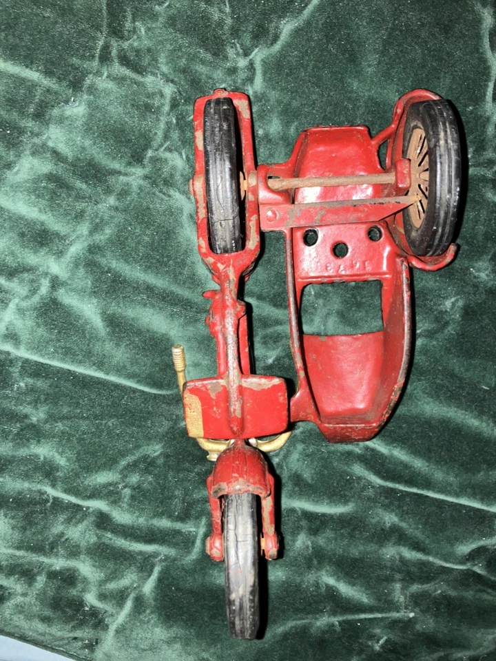 Motocicleta India Policía Hubley Hierro Fundido Años 30 De Colección con Sidecar 9" Foto 2 de 4