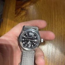 Hamilton Khaki Field Men's Black Watch with Silver Stainless Steel Band