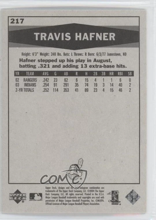 2004 Upper Deck Vintage Travis Hafner #217 - Image 2 of 2