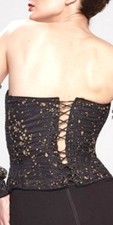 FRENCH CADOLLE VINTAGE VICTORIA BONED CORSET~BLACK&GOLD~MADE IN FRANCE~NEW&TAG~L