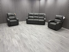 SCS 3+1+1 SEATER SOFA SET MANUAL RECLINER PULL DOWN TABLE CUP HOLDER IN GREY