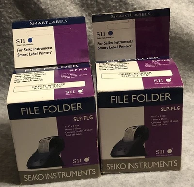 SEIKO File Folder Labels Green Boarder SLP-FLG 9/16 “x 3 7/16” Lot Of 2 - Image 1 of 4