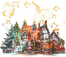 Pop Up Christmas Card, 3D Animated House Design, Jumbo Paper Xmas Giant Greeting