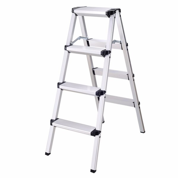 Aluleiter Zweiseitige Stehleiter Leiter Haushaltsleiter Trittleiter 2 X 4 Stufen-image