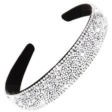 Rhinestone Headband for Women Silver Bling Sparkly Diamond Hair Band Non