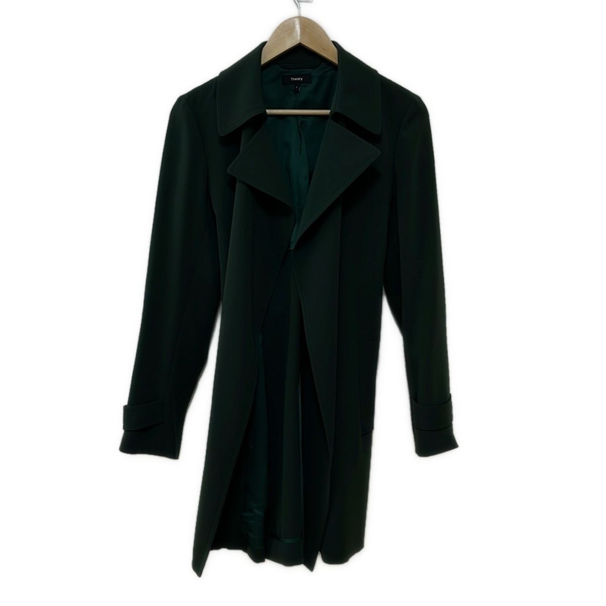 Theory Dark Green Belted Trench Coat for Women Size S-image