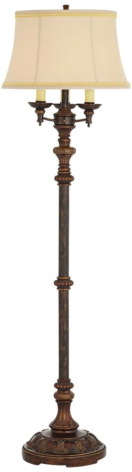 Lámpara de Pie Tradicional Candelabro 4 Luces Bronce Italiano para Salón Lectura Foto 2 de 4