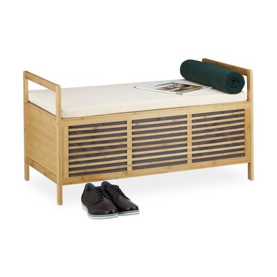 Sitzhocker mit stauraum Bambus Sitzbank Polstertruhe Wschekorb 45 L 5,5 kg  | eBay.de