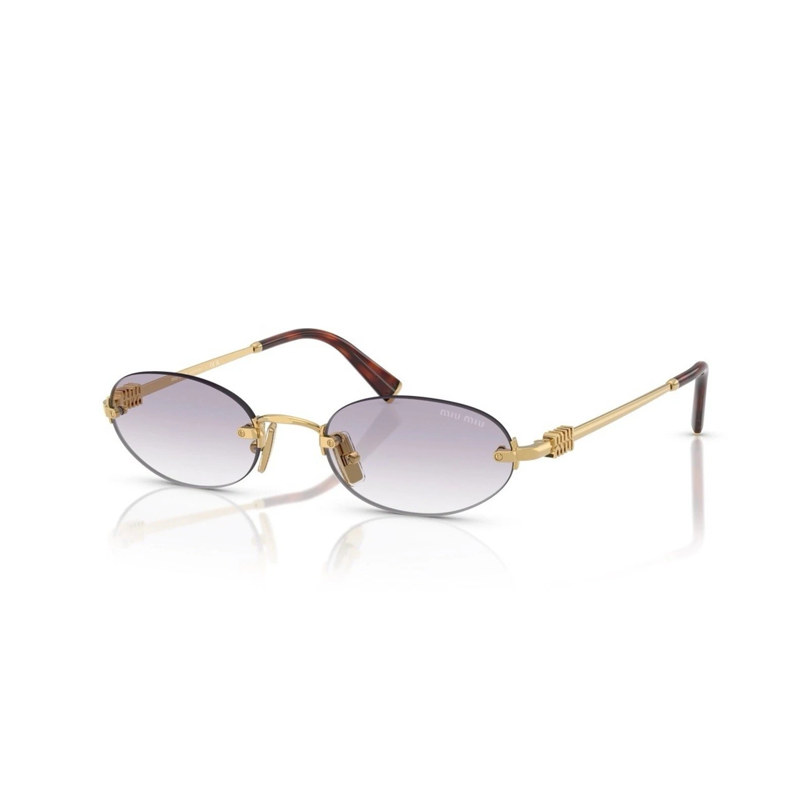 Miu Miu — MIU MIU MU A54S 5AK04O Gold Gradient Light Grey Oval Rimless Sunglasses AUTHENTI
