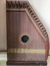 Antique Zither Harp Musical Chord String  Instrument 19,5x13"