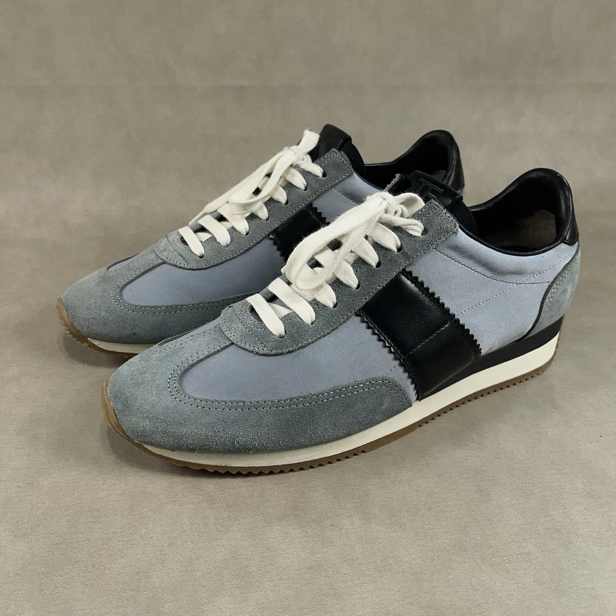 Tom Ford Grey Blue Nylon Suede Low Top Runners Sneakers Italy Men\'s Size 8.5 TOM FORD Terence Leather-Trimmed Suede Sneakers for Men | MR  main image 3