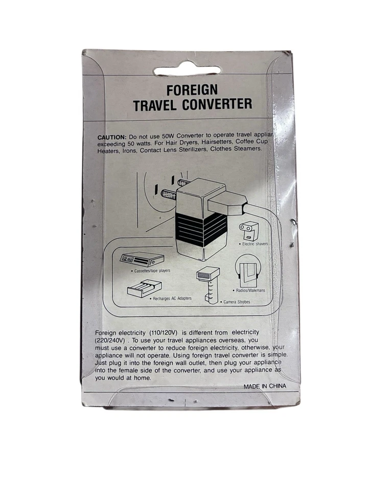 Convertidor de voltaje de viaje extranjero Seven Star TC50A 110V a 220V 50W nuevo sellado Foto 2 de 3