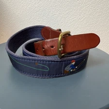 Leather Man Blue Fly Fisherman Handmade In The USA Belt - Men's Size 38