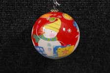 LI BIEN 2006 Snowman Sale Christmas Ornament Reverse Hand Painted Pier 1