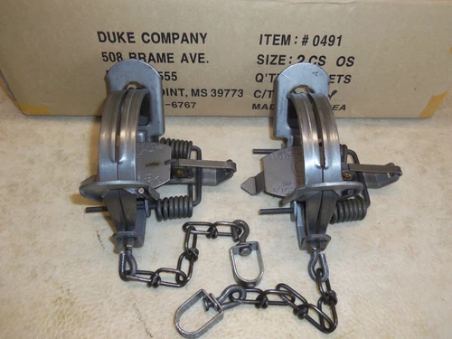 2 New Duke # 2 OFFSET Coil Spring Traps 0491 Bobcat Coyote Lynx Trapping