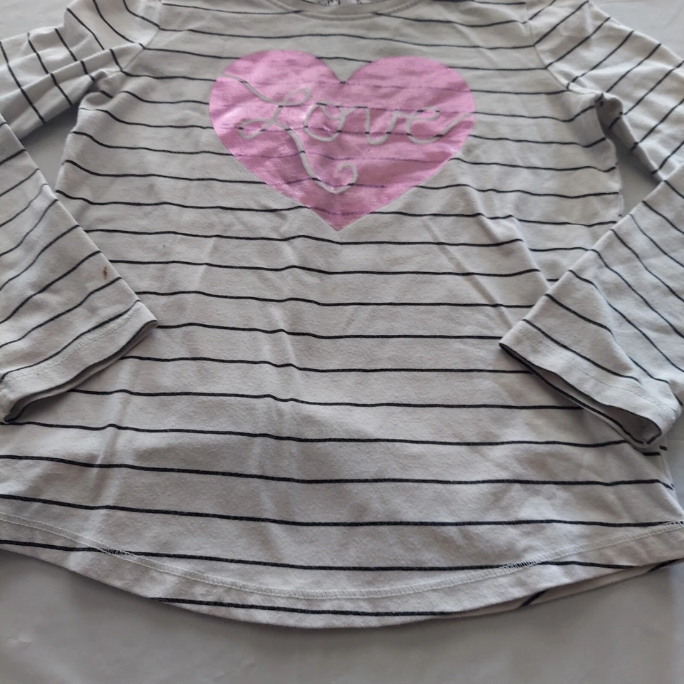 Jumping Beans Girls Kid Long Sleeve Heart Print Design Shirt - Size 5 - Image 3 of 4