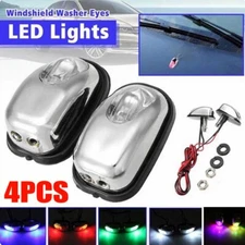 4Pcs LED Universal Car Light Auto Windshield Washer Wiper Jet Water Spray Nozzle