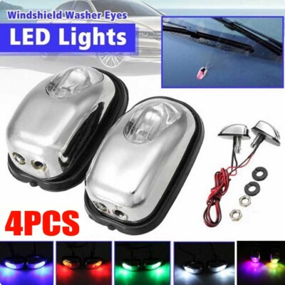 #ad 4Pcs LED Universal Car Light Auto Windshield Washer Wiper Jet Water Spray Nozzle $13.59