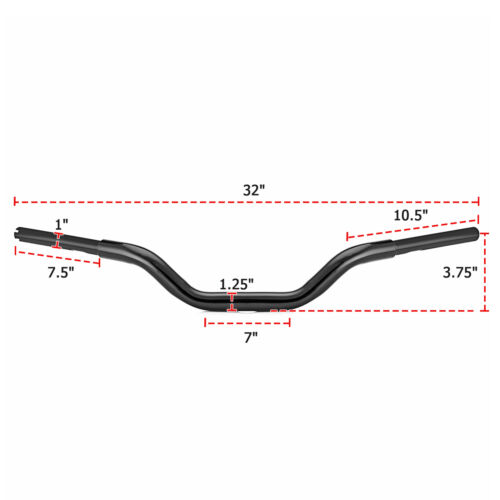 Chrome / Gloss Black 3.75" Rise 1.25" Drag Bar Handlebar For Harley Davidson - Picture 7 of 11