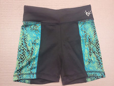 Justice Girls' Black/Green Lightweight Biker Shorts size 6