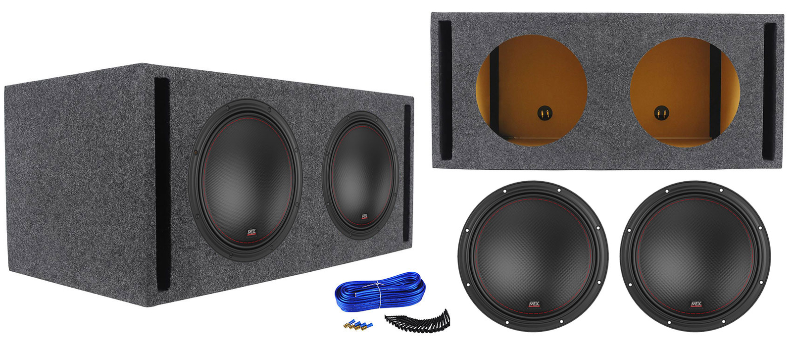 2 MTX 7512-22 12 2-омных аудиомагнитольных сабвуферов DVC мощностью 3000 Вт Вентилируемый корпус сабвуфера 115790₽