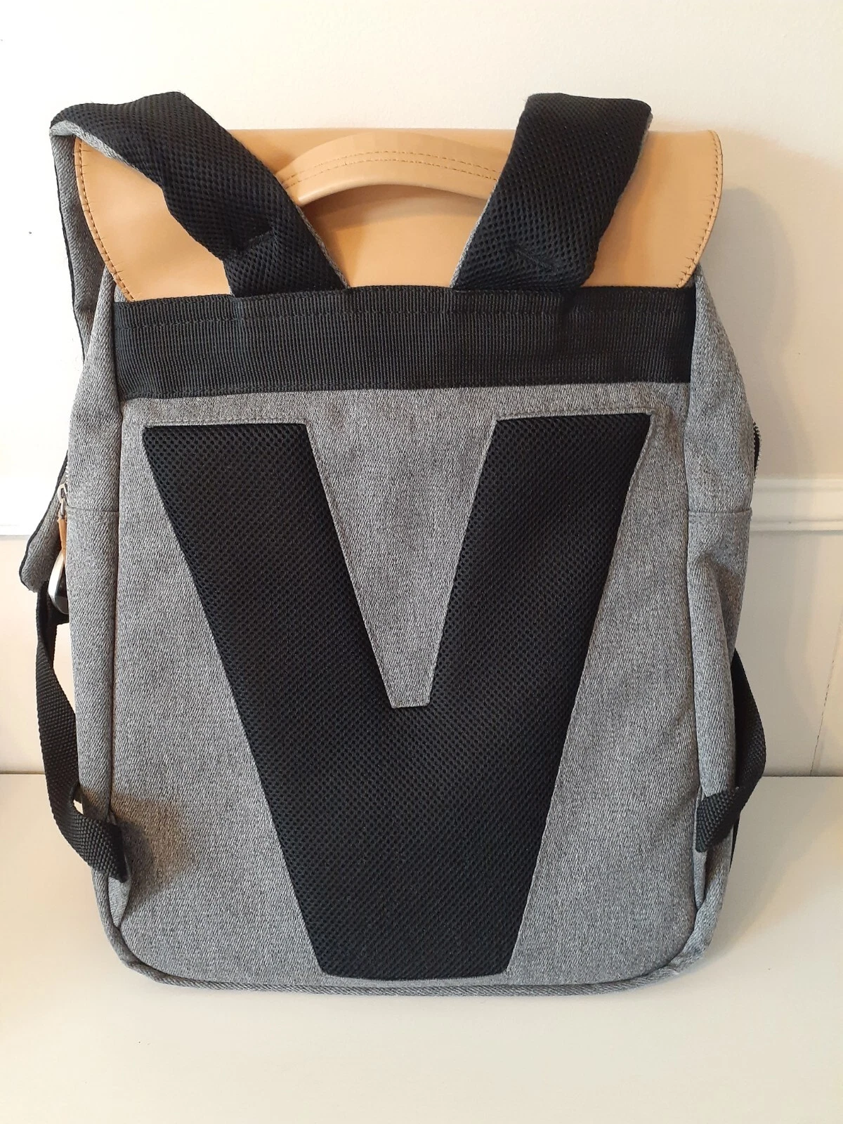 Venque Padded Rucksack Backpack Twill Leather Travel 17" T Zip Pockets Sale