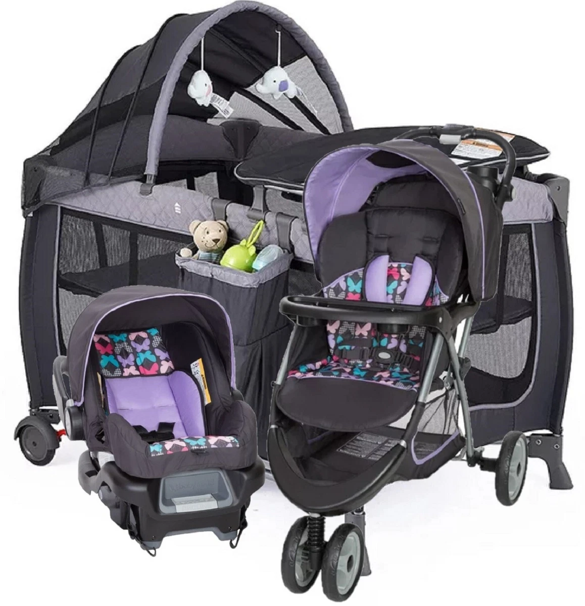 Newborn Baby Purple Combo Travel System Stroller With Car Seat