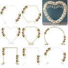 Balloon Arch Backdrop White Gold Flower Display Stand Metal Frame Wedding Decor