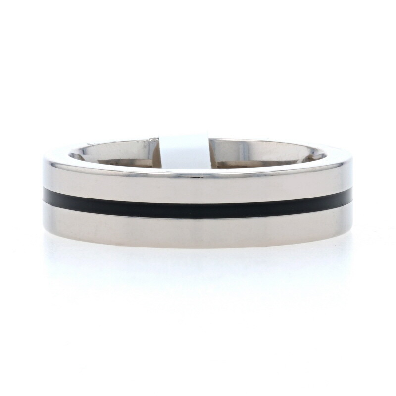 NEW Men's Wedding Band Titanium Ring Sz 11.5 Comfort Fit Black Stripe Mon Cheri