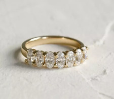 14k Yellow Gold Certified Lab-Grown Diamond Wedding Band Oval Cut Half Eternity