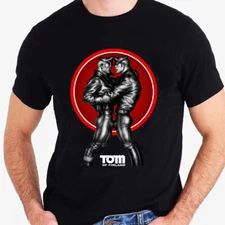 TOM OF FINLAND GAY MENS T SHIRT "LEATHERMEN" (QUEER, LEATHER PANTS, BOOTS)