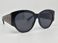 Christian Dior Lady Dior Studs 2 8072K Black Frame Grey Lens Sunglasses Italy